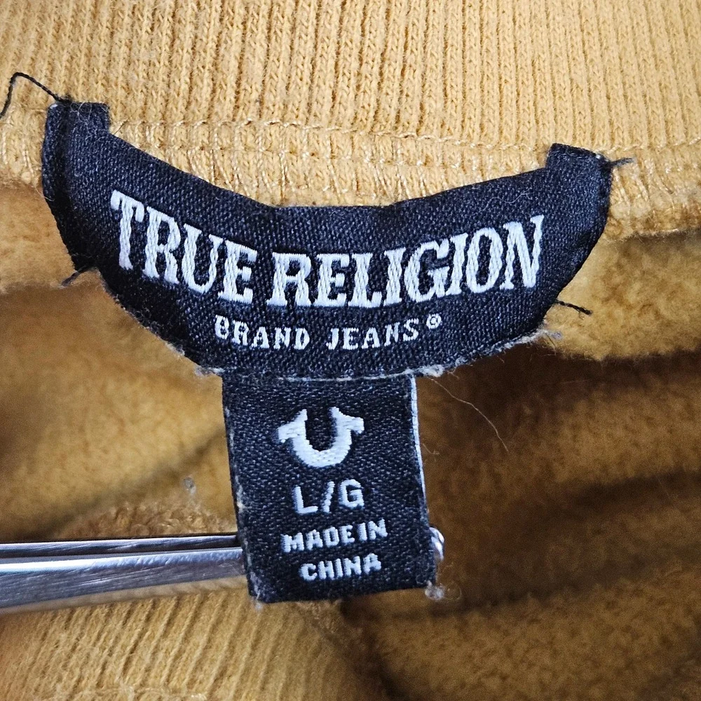 True Religion Jogger‎ Sweatpants Mustard Yellow Embroidered Logo Men's L